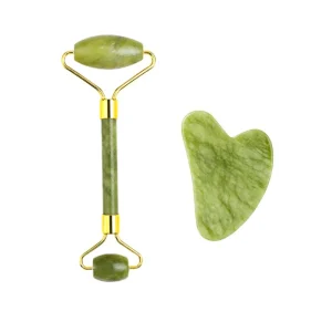 Facial Gua Sha Set Anti Aging Natural Stone Pink Green Jade and Amethyst Face Massage Roller for Head Body Quartz Tools