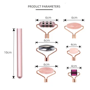 Facial Jade Roller 6 in 1 Kit with Facial Massager Too Jade Stone Facial Roller Anti Aging Face Beauty Set for Eye Anti Wrinkle