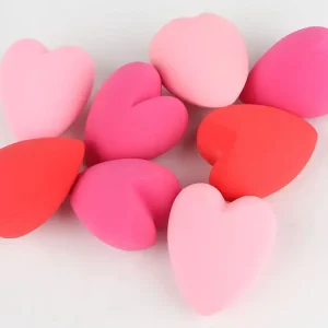 Facial Makeup Sponge 3D Heart Shaped Custom Logo Pink Red Latex Free Makeup Sponges for Foundation