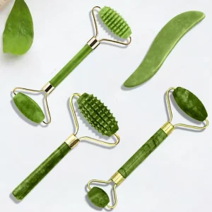 Facial Massage Roller Guasha Board Double Head Jade Stone Face Lift Body Skin Relaxation Slimming Beauty Neck Thin Lift Tool