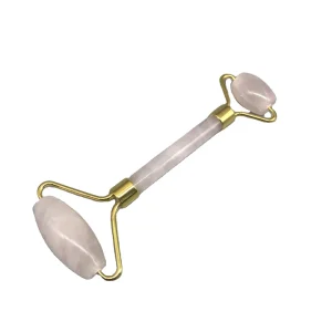 Facial Massage Roller Handheld Light Rose Quartz Beauty Face Jade Roller pink Gold Fram with Gift Box