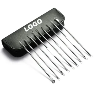 Facial Pimple Popper Cleansing Tool Kit Acne Needle Clip Blackhead Removing Beauty Skin Care Set for Nose Face Blemish Extractor