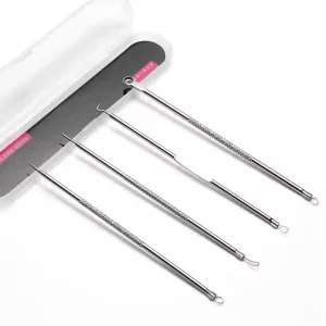 Facial Skin Care Tools 4 Piece Pimple Blackhead Removal Kit Portable Stainless Steel Acne Needle Beauty Face Pore Cleaning Set