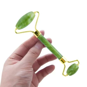 Factory 100% Natural Home Use Xiuyan Jade Stone Massage Roller Real Dark Green Jade Massage Roller with Double Heads