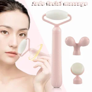 Factory 100% Natural Jade Stone Rose Quartz Beauty Bar Vibrator Facial Roller for Anti Aging