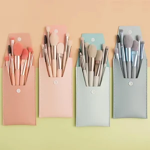 Factory Customizable Makeup Brush Set With Nylon Wool 8 Eyeshadow Brushes PU Bag for Eye Face Use Travel Pack