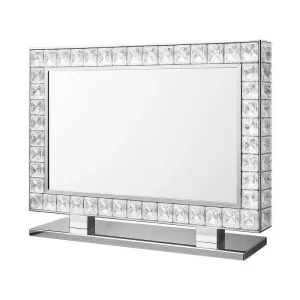 Factory Customized Trendy Crystal Decorated LED Light Makeup Mirror with Dimmer Cosmetic Vanity Salon