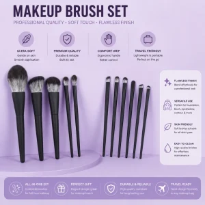 Factory Direct Custom Logo Brush Set Professional Beauty Contour Highlight Blending Multi Shape Makeup Brush Set