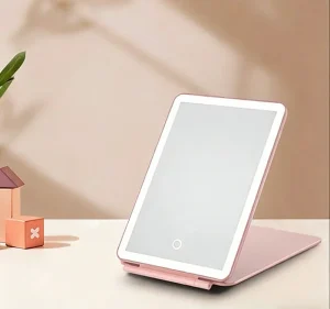 Factory Direct Lighted Plastic Frame Medium Sized Portable Desktop LED Touch Sensitive Flip Top Makeup Mirror