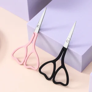 Factory Direct Sale Stainless Steel Straight Sharp Scissors Ceramic Handle Right Handed Heart Shaped Eyebrow False Eyelash