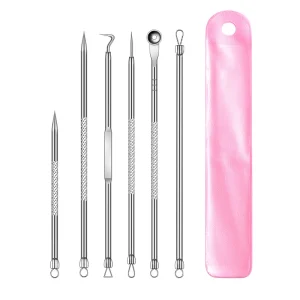 Factory Direct Supply Blackhead Acne Needle Acme 6 piece Set Stainless Steel Metal Acne Clip Acne Tweezers Beauty Tools