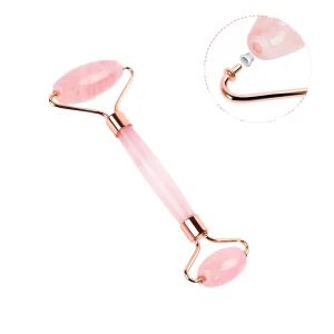 Factory Direct Supply Pink Crystal Roller Massager Gift Set Double-Headed Jade Roller Heart-Shaped Scraper Custom Logo Face Lift