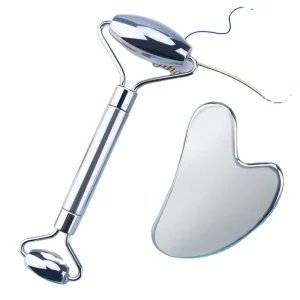 Factory Dual Side Face Gua Sha Metal Roller Stainless Steel Jade Roller for Skincare Promotion Offered