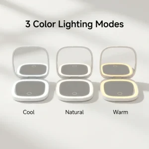 Factory LED Lipstick Foldable Makeup Mirror Touch Controlled USB Rechargeable Compact 1X 3X Magnification OEM ODM