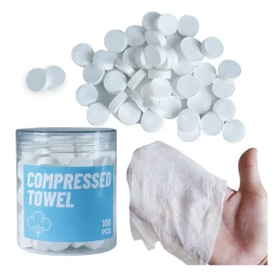 Factory Mini Portable Biodegradable Disposable Woven Cotton Magic Hotel Coin Tissue Face Compressed Towel