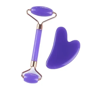 Factory Natural Resin Gua Sha Roller Set for Face Massage Facial Roller Jade Roller Kit