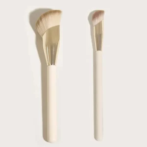 Factory New Design Triangle Curved Face Foundation Contour Brush Vegan Synthetic Hair Private Label Single Makeup Brush