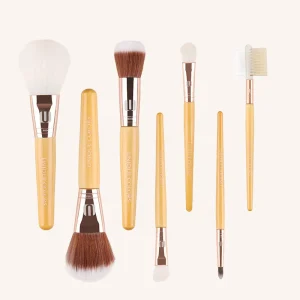 Factory Price Bamboo Handle Makeup Brush Set 7 Pcs Face and Eye Cosmetic Brushes Kit for Foundation Blusher Powder