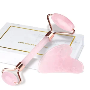 Factory Private Label Skincare Facial Massage Tools Natural Jade Stone Rose Quartz Jade Roller Gua Sha Set