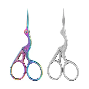 Factory Retro Rose Gold Stainless Steel Makeup Scissors Straight Sharp Crane Embroidery Thread Scissors for Home Tea Eyebrows