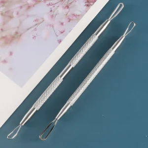 Factory Stainless Steel Double headed Acne Needle Pimple Pressing Squeezing Stick Long Short Ring Blackhead F J01