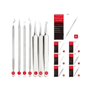 Factory Supply Professional Stainless Steel Blackhead Acne Needle Tweezer Remover Comedone Pimple Acne Extractor Tools