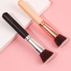 Flat Foundation Brush Kabuki Wood Handle Single Makeup Brush for Liquid Cream Powder Foundation Makeup Brush