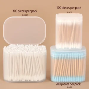 Flip-Top Lid Cotton Swabs Holder Transparent Plastic Rectangular Cotton Buds Case with Lid Clear Cotton Swabs Box