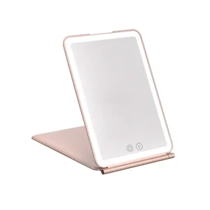 Flip up Makeup Mirror Desktop LED with Light Touch Dressing Fill Mirror Desktop Dormitory Portable LED Folding Makeup Mirror