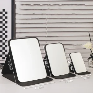 Foldable PU Vanity Mirror Standing Makeup Mirror Portable Cosmetic Mirror
