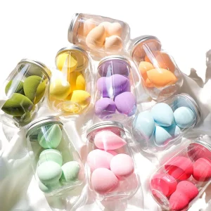 Free Sample Custom Logo Makeup Sponge Set Beauty Puff Egg 4 Shapes in One Jar