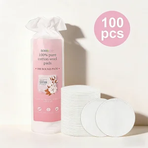 Free Sample Disposable Two-Sided Plain Organic Cotton Rounds for Personal Care Facial Makeup Remover Cotton Pads