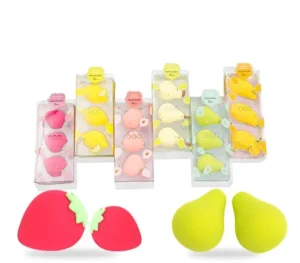 Fruit Makeup Sponge Set 3 Pcs Foundation Blending Beauty Sponge for Liquid Cream and Powder Latex Free Makeup Sponges