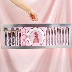 Glitz and Glam Rhinestone Makeup Brushes Set Professional Style Luxury 26Pcs Makeup Brushes with Gift Box