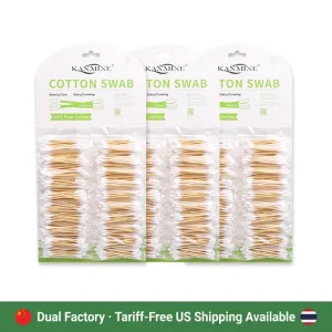 Global Flexible Supply 20 Pcs Per Bag 20 Bags Per Cotton Buds Bamboo Stick Cotton Swab with Hang Travel Packaging