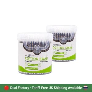 Global Flexible Supply Pointed Round Head Pattern Cotton Swab 200pcs Paper Stick Cotton Bud With Round Box