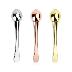 Gold Alloy Anti Wrinkle Facial Spoon Eye Roller Massage Stick Eye Cream Applicator Cosmetic Spatula for Face Thinning Care