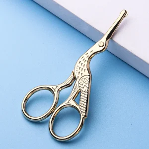 Gold Cuticle Cutting Vintage Scissors Stainless Steel Nose Hair Trimming Bird Scissors With Blunt Tip