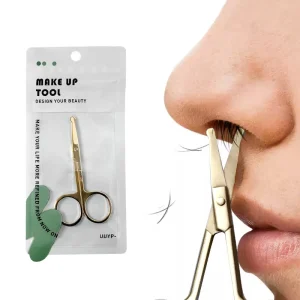 Gold Makeup Scissors Safe Round Tip High quality Carbon Steel for Nose Hairs Eyebrow Scissors Mini Beauty Tools