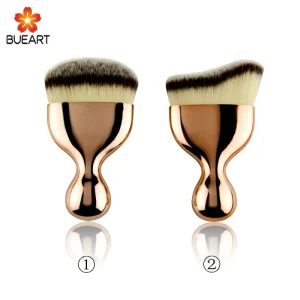 Gold Synthetic Hair Single Foundation Brush Halal Makeup Tool for Cheek Application