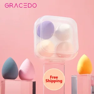 Gracedo Colorful Makeup Sponge Cosmetic Blender Foundation Soft Beauty 4 Pieces Makeup Sponge with Box