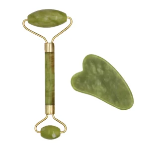 Green Jade Guasha Roller Skincare Tool Anti aging Jade Roller for Effective Face and Neck Massage Jade Roller and Gua Sha Set
