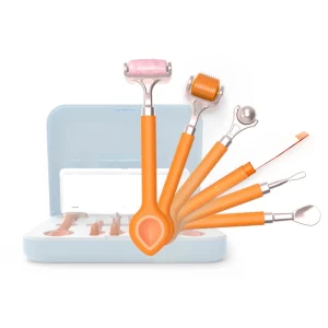 H60 Natural Rose Quartz Jade Roller Facial Derma Roller Tweezers Blackhead Extractor Set Home Beauty Kit Gift Option for Face