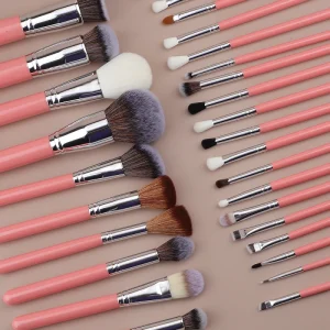 HMU Professional Brush Set 30 26 18 15 Pcs Pink Makeup Brush Set Vegan Pink Makeup Brushes With Logo