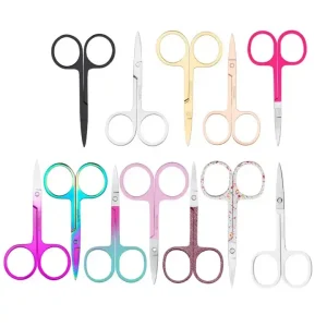 HMU Stainless Steel Eyebrow Scissors Hairdressing Nose Hair Trim Cosmetic Tools Professional Makeup Scissors