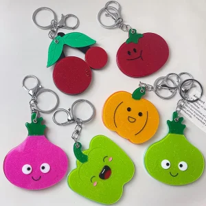 HONEY Fruit Cartoon Sliding Small Mirror for Students Cute Handheld Makeup Mirror Portable Vinegar Small Round Mirror Gift