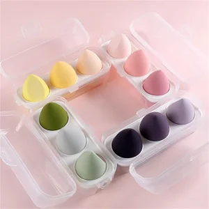 Hadiyah 3pcs Washable Makeup Blender Sponge Cosmetic Puff Storage Box Foundation Powder Beauty Women Accessories Tools