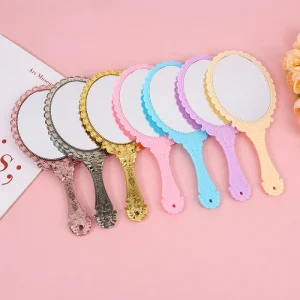 Handheld Vintage Style Vanity Mirror Hand Held Custom Boudoir Mirror Antique Retro Makeup Mirror Portable