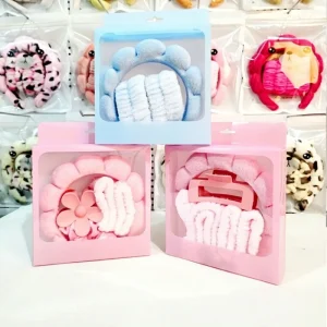 Handmade Cloth Cloud Shaped Makeup Sponge Hair Hoop Versatile Beauty Headband and Clip Gift Set