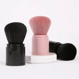 Haokey New Multifunction Single Makeup Blush Powder Brushes Face Cheek Beauty Tool Synthetic Portable Retractable Makeup Brush